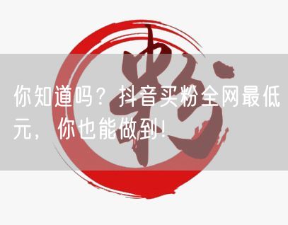 你知道吗？抖音买粉全网最低元，你也能做到！